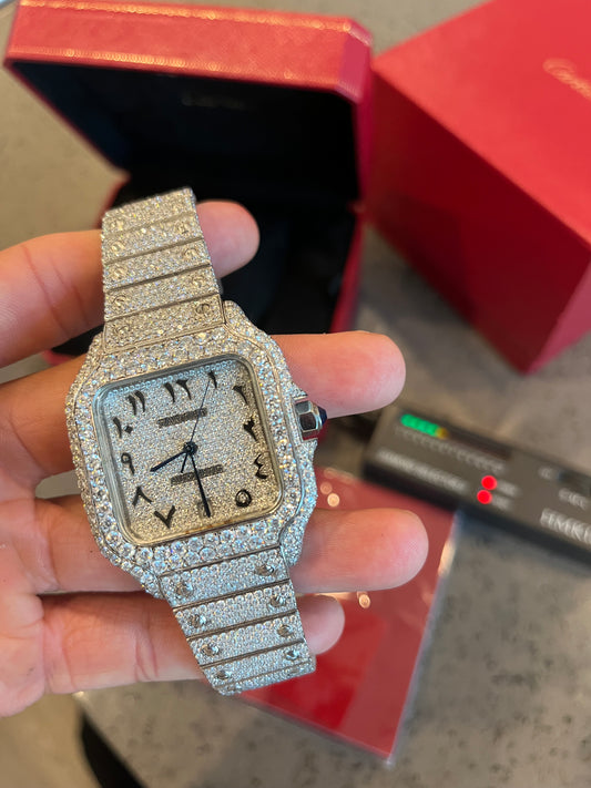 Cartier Santos — (Arabic Dial / iced)